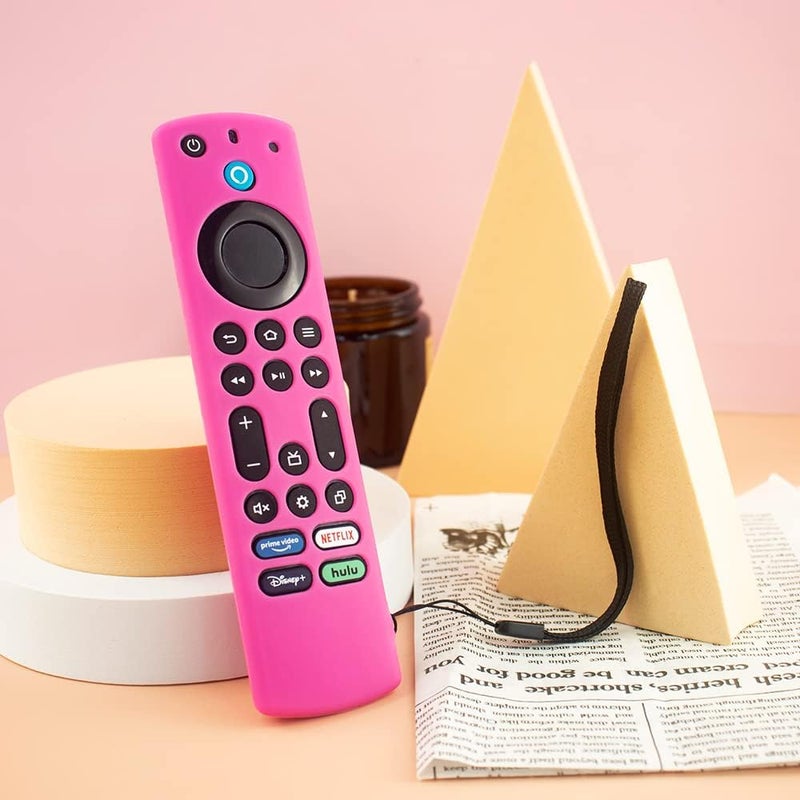 FiiMan Silicone Remote Case, Lightweight Anti Slip Shockproof with Lanyard - Compatible with Toshiba/Insignia Firetv Omni or 4-Series TV (Pink Glow) - Image 2